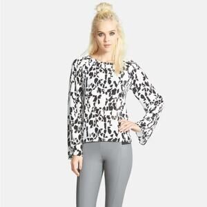 NWT NORDSTROM LEITH Black & White Strappy Open Back Tunic Blouse Women's